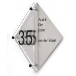 Naambord Model 8 RVS - Plexiglas